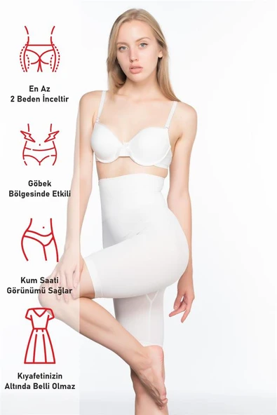 Beyaz Emay 3200 Pantolon Altı Soft Double Boxer Korse - Resim 2