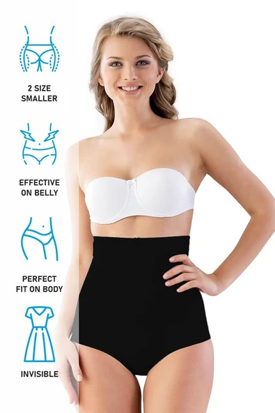 Siyah Emay 2813 Yüksek Bel Slip Lazer Korse - Resim 12