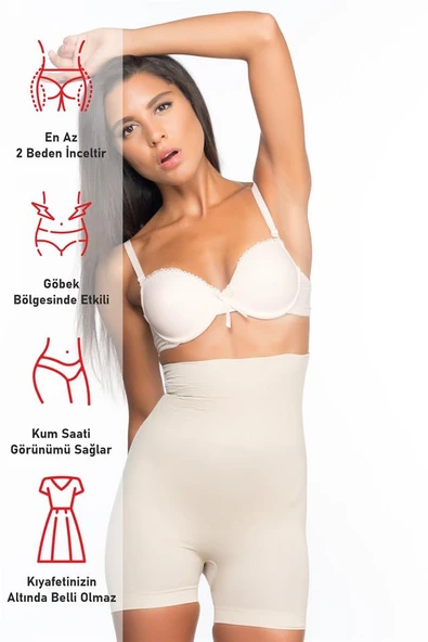 Ten Emay 2075 Yüksek Bel Desenli Double Kısa Paça Korse - Resim 2