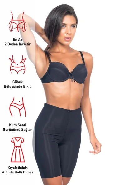 Siyah Emay 2817 Yüksek Bel Paçalı Lazer Korse - Resim 6