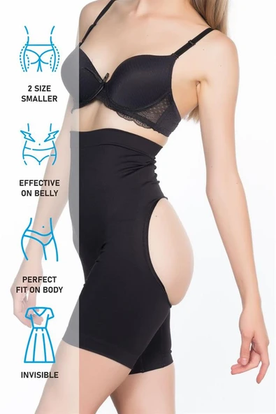 Siyah Emay 2063 Popo Açık Paçalı Korse - Resim 7