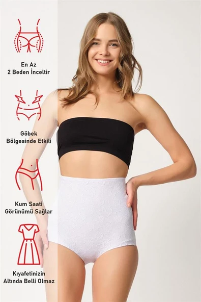 Beyaz Emay 2842 Lazer Dantelli Slip Korse - Resim 6