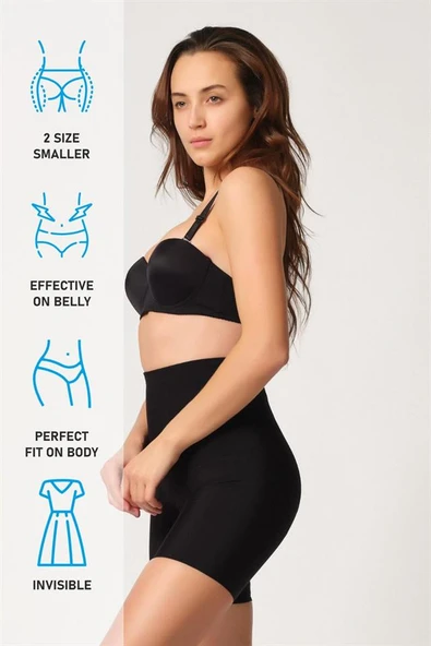 Siyah Emay 2816 Yüksek Bel Boxer Lazer Korse - Resim 7