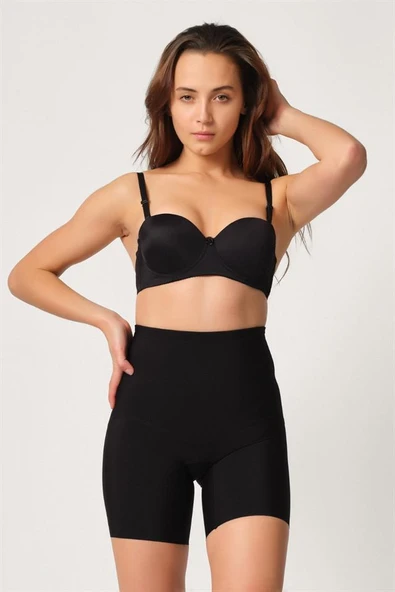 Siyah Emay 2816 Yüksek Bel Boxer Lazer Korse - Resim 5