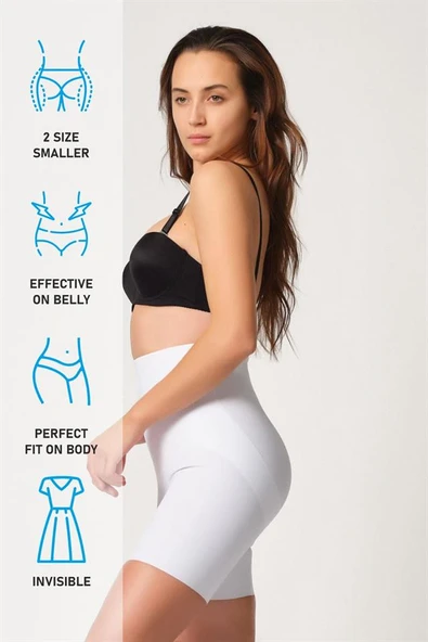 Beyaz Emay 2816 Yüksek Bel Boxer Lazer Korse - Resim 7