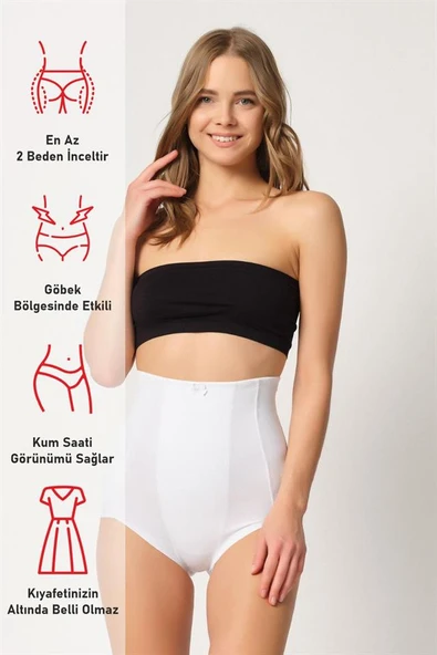 Beyaz Emay 2920 Yüksek Bel Karın Desteklı Slip Lazer Korse - Resim 6