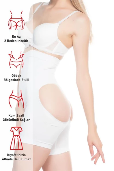 Beyaz Emay 2063 Popo Açık Paçalı Korse - Resim 6
