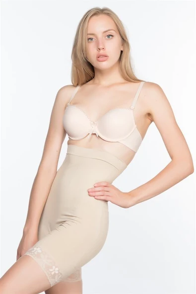 Ten Emay 2027 Yüksek Bel Dantelli Paçalı Korse - Resim 2