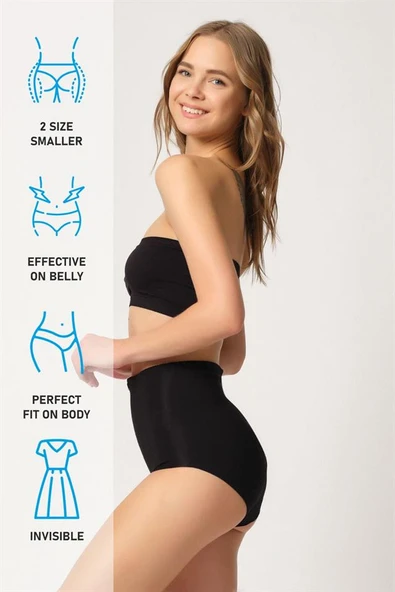 Siyah Emay 2819 Slip Double Karın Toparlayıcı Lazer Korse - Resim 7