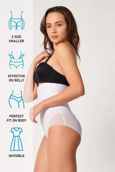Beyaz Emay 2945 Tül Karyokalı Slip Lazer Korse - 7