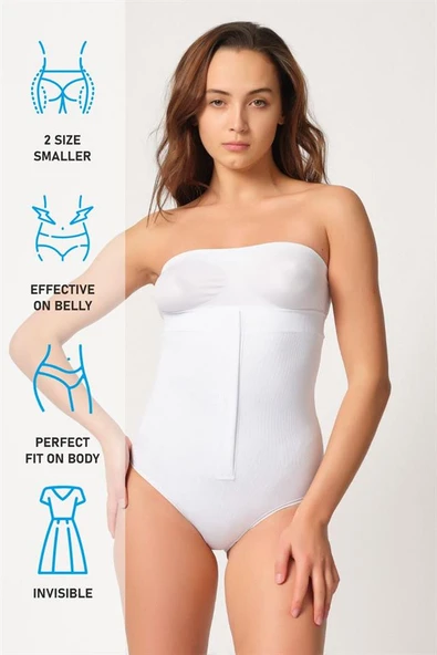 Beyaz Emay 2088 Önden Agraflı Slip Korse - Resim 7