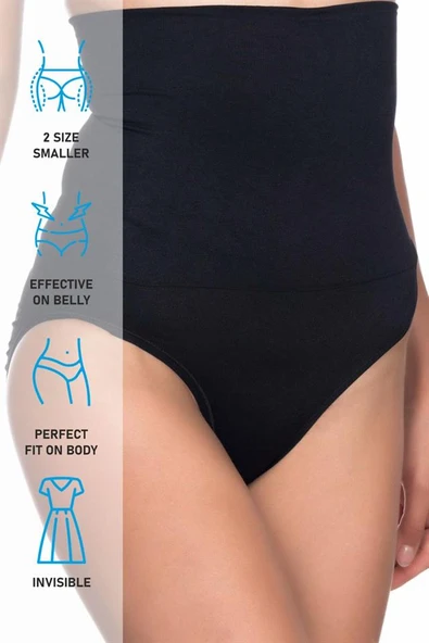 Siyah Emay 2009 Yüksek Bel Double Slip Korse - Resim 7