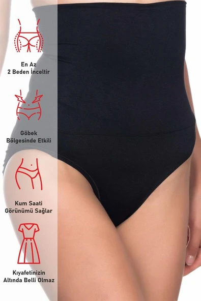 Siyah Emay 2009 Yüksek Bel Double Slip Korse - Resim 6