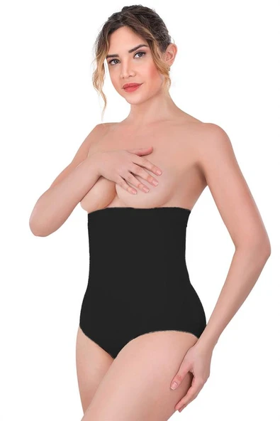 Siyah Emay 2080 Yüksek Bel Çıtçıtlı Slip Korse ürün görseli