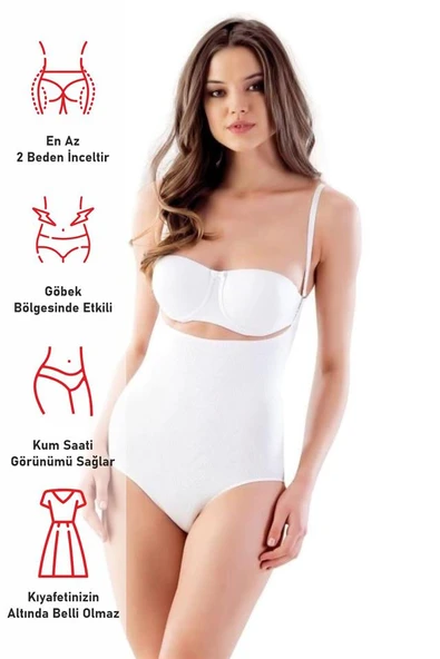 Beyaz Emay 2811 Göğsü Açık Slip Boy Lazer Korse - Resim 9