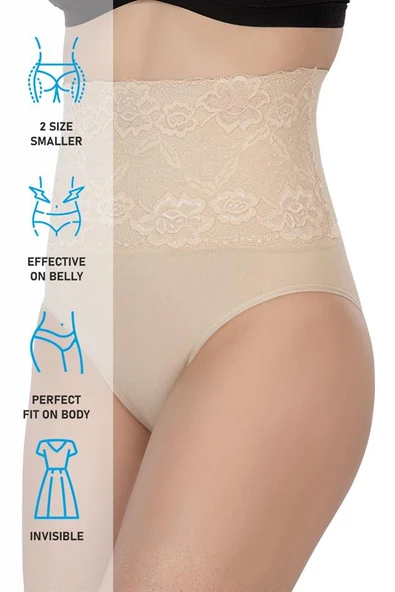 Ten Emay 2090 Önü Dantelli Yüksek Bel Slip Korse - Resim 6