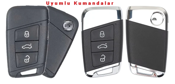 Volkswagen Passat B8 Skoda Superb Kodiaq Uyumlu Smart Kumanda Anahtar Kılıfı Oto Anahtarlık Gri Gold - Resim 5