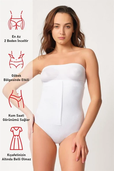 Beyaz Emay 2088 Önden Agraflı Slip Korse - Resim 6