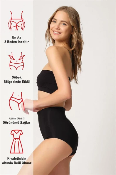 Siyah Emay 2819 Slip Double Karın Toparlayıcı Lazer Korse - Resim 6
