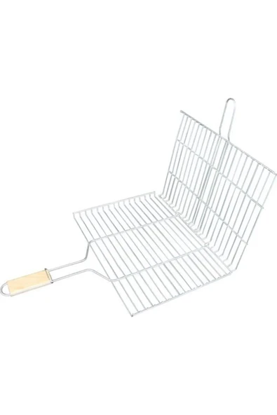 Ahşap Saplı Mangal Izgarası Galvanizli Paslanmaz Kafes Demir 30 x 40 cm - 3