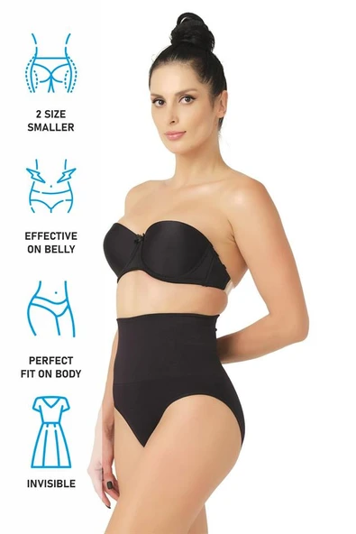 Siyah Emay 2021 Double Düşük Bel Slip Korse - Resim 7