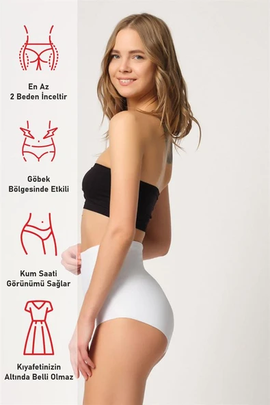 Beyaz Emay 2819 Slip Double Karın Toparlayıcı Lazer Korse - Resim 6