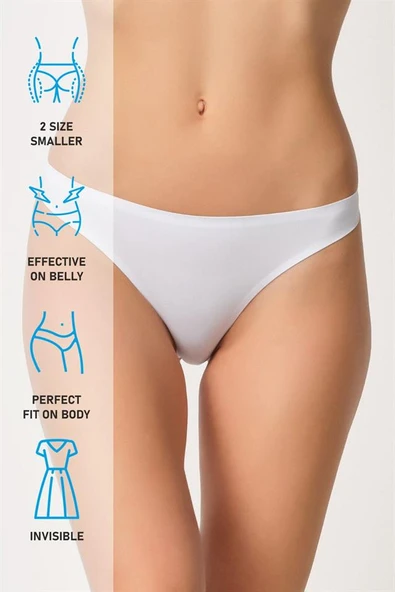 Beyaz Emay 2802 Yapıştırma Lazer Kesim String Külot - Resim 14