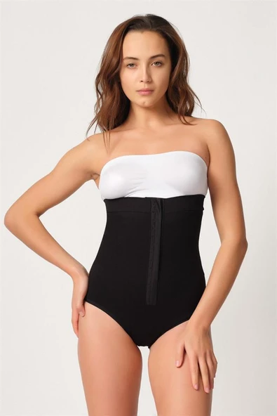 Siyah Emay 2088 Önden Agraflı Slip Korse - Resim 2