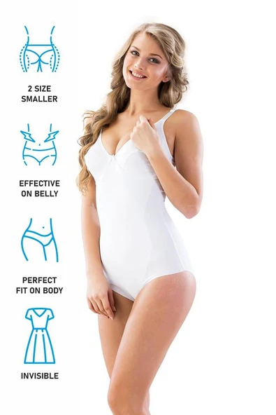 Beyaz Emay 2821 Balenli Double Boy Slip Lazer Korse - Resim 7