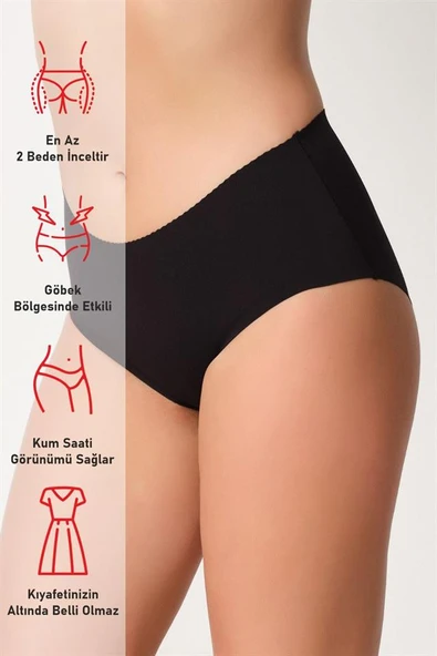 Siyah Emay 2702 Mama Lazer Slip Korse - Resim 6