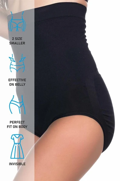 Siyah Emay 2008 Yüksek Bel Slip Korse - Resim 7