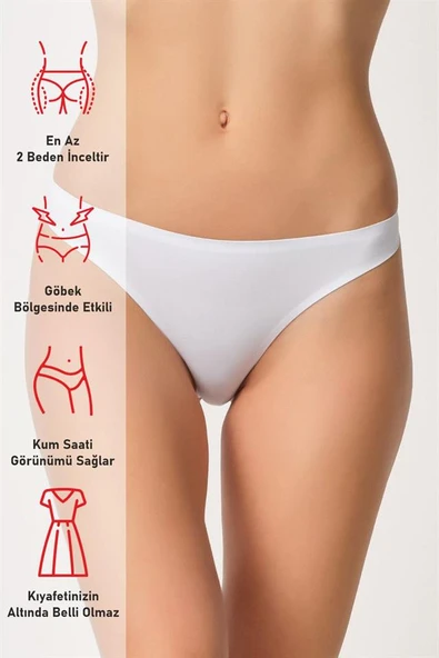 Beyaz Emay 2802 Yapıştırma Lazer Kesim String Külot - Resim 7