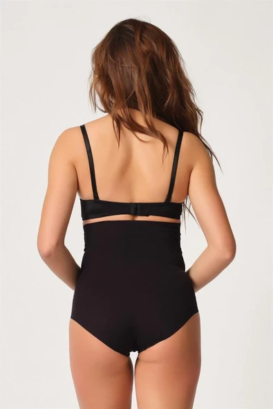 Siyah Emay 2708 Lazer Yüksek Bel Kesim Slip Korse - 11