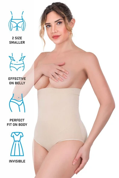 Ten Emay 2080 Yüksek Bel Çıtçıtlı Slip Korse - Resim 6