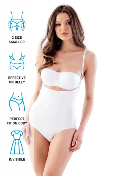 Beyaz Emay 2811 Göğsü Açık Slip Boy Lazer Korse - Resim 5