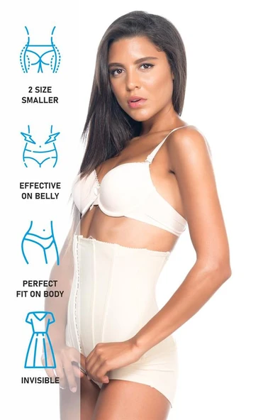 Ten Emay 2824 Yüksek Bel Balen Agraflı Slip Lazer Korse - Resim 7