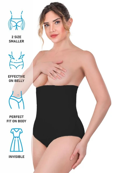 Siyah Emay 2080 Yüksek Bel Çıtçıtlı Slip Korse - Resim 6