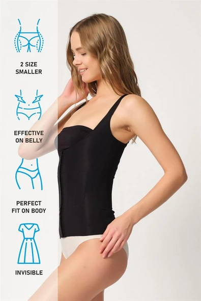 Siyah Emay 2946 Göğüs Altı Balen Destekli Atlet Korse - Resim 7