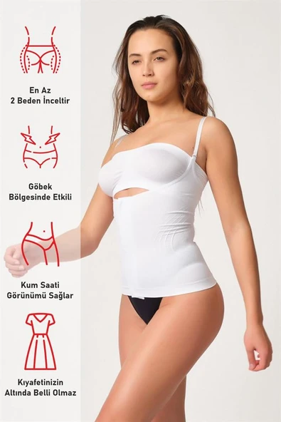Beyaz Emay 2030 Agraflı Göğsü Açık Atlet Korse - Resim 6