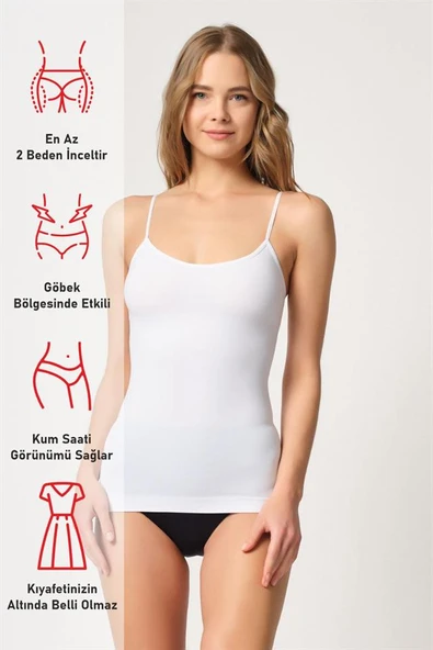 Beyaz Emay 5020 İnce Askılı Atlet Korse - Resim 5