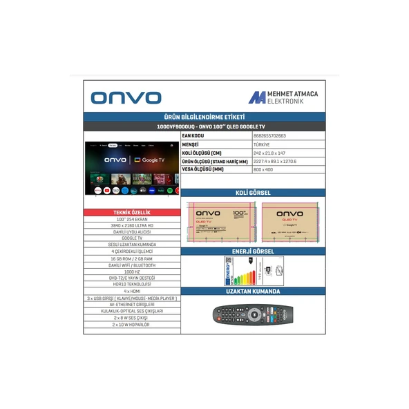 100OVF9000UQ 100’’ 254 Ekran Uydu Alıcılı 4K Ultra HD Google LED TV - 5