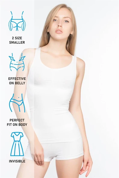 Beyaz Emay 5015 Kalın Askılı Atlet Korse - Resim 7