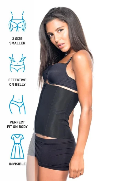 Siyah Emay 2865 Agraflı Balen Destekli Lazer Bel Korse - Resim 7