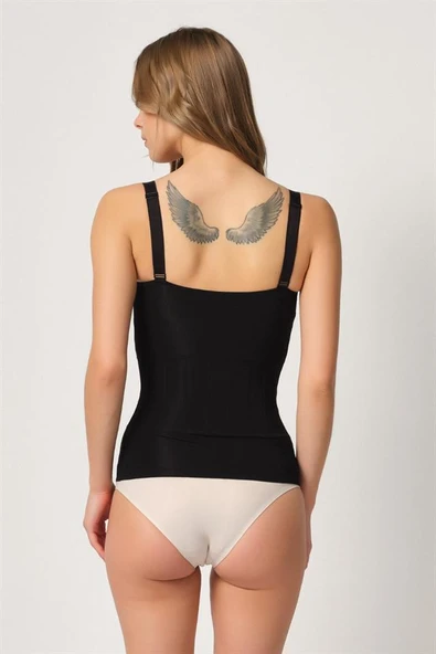 Siyah Emay 2946 Göğüs Altı Balen Destekli Atlet Korse - Resim 4