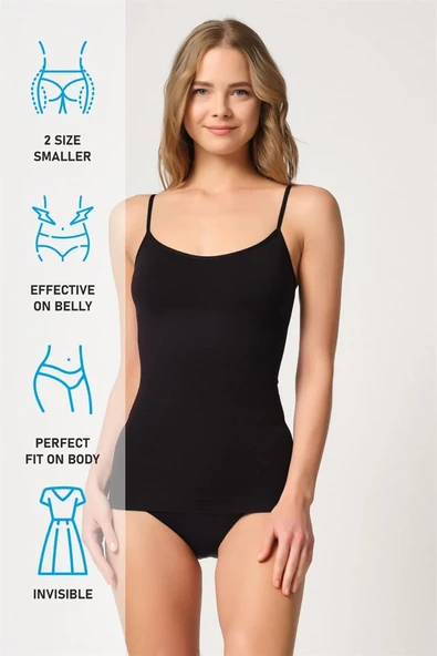 Siyah Emay 5020 İnce Askılı Atlet Korse - Resim 7