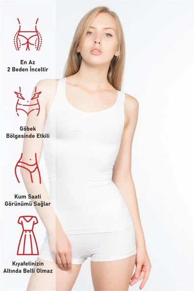 Beyaz Emay 5015 Kalın Askılı Atlet Korse - Resim 6