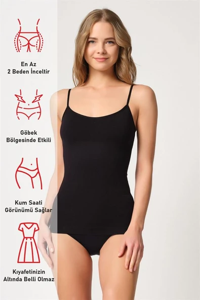 Siyah Emay 5020 İnce Askılı Atlet Korse - Resim 6