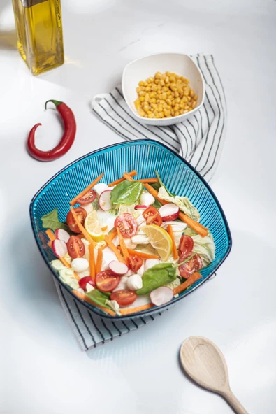 Akrilik Barok Aquamarin Büyük Kare Meyve & Salata Kasesi & Karıştırma Kabı / 3,3 Lt  (CAM DEĞİLDİR) - 4