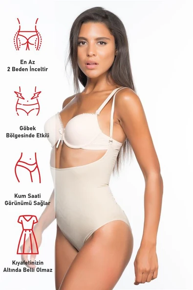 Ten Emay 2073 İnce Göğüsü Açık Desenli Body Korse - Resim 6