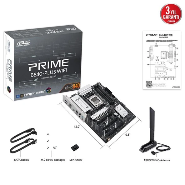 ASUS PRIME B840-PLUS WIFI-6E DDR5 HDMI-DP PCIE 4.0 AM5 ATX - Resim 10